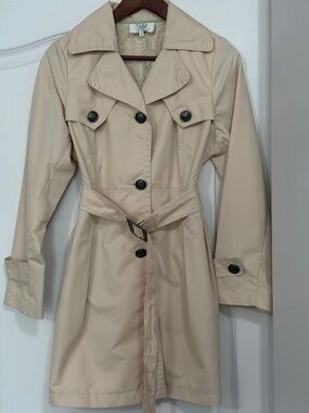 Tara Jarmon Paris Vintage Beige Trench Coat Lace Detail Size T3 / FR 40 / US 8